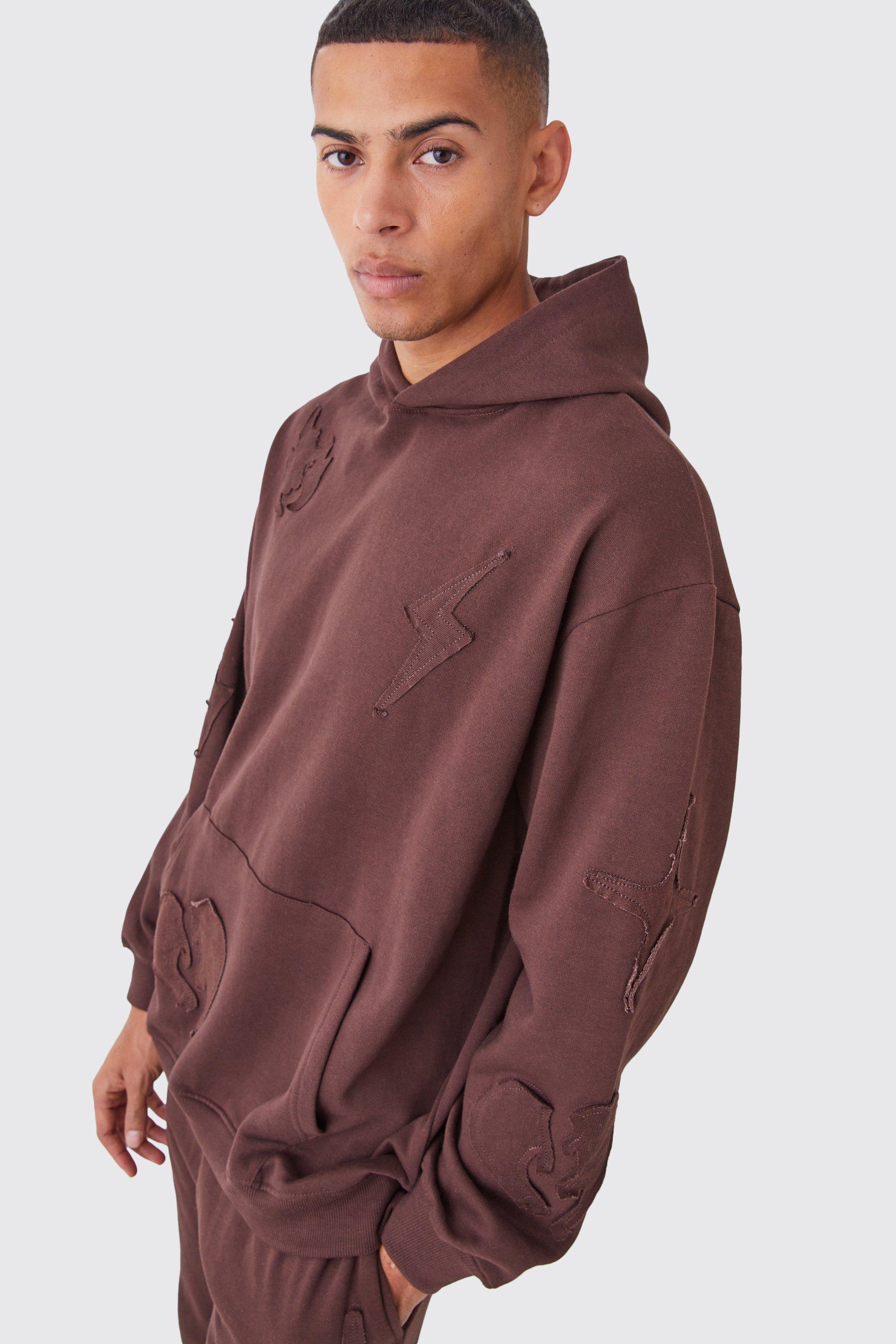 Oversized Raw Applique Hooded Gusset Tracksuit | boohoo IL