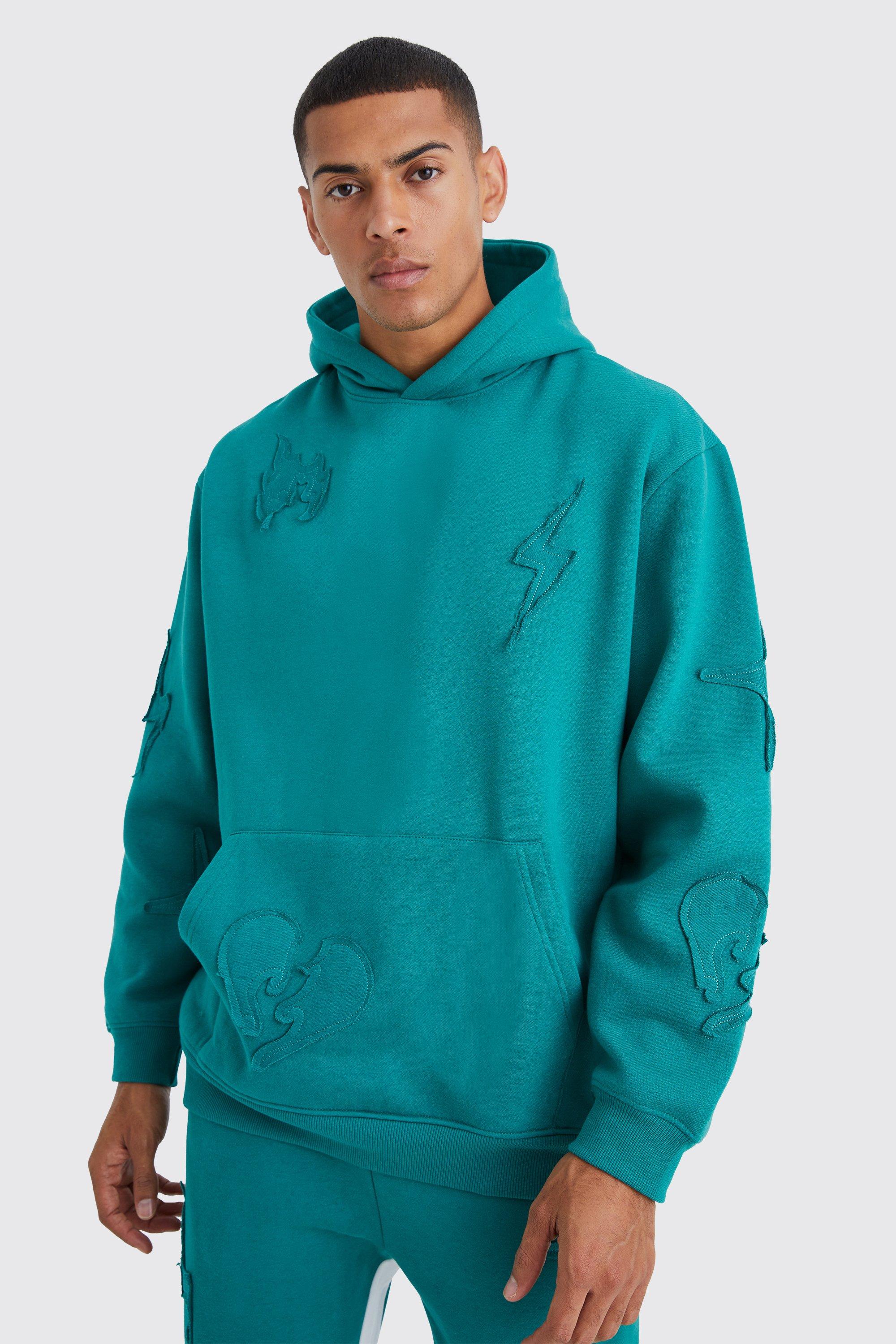 Oversized Raw Applique Hooded Gusset Tracksuit