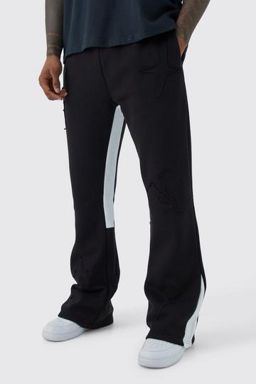 Raw Applique Gusset Sweatpant black