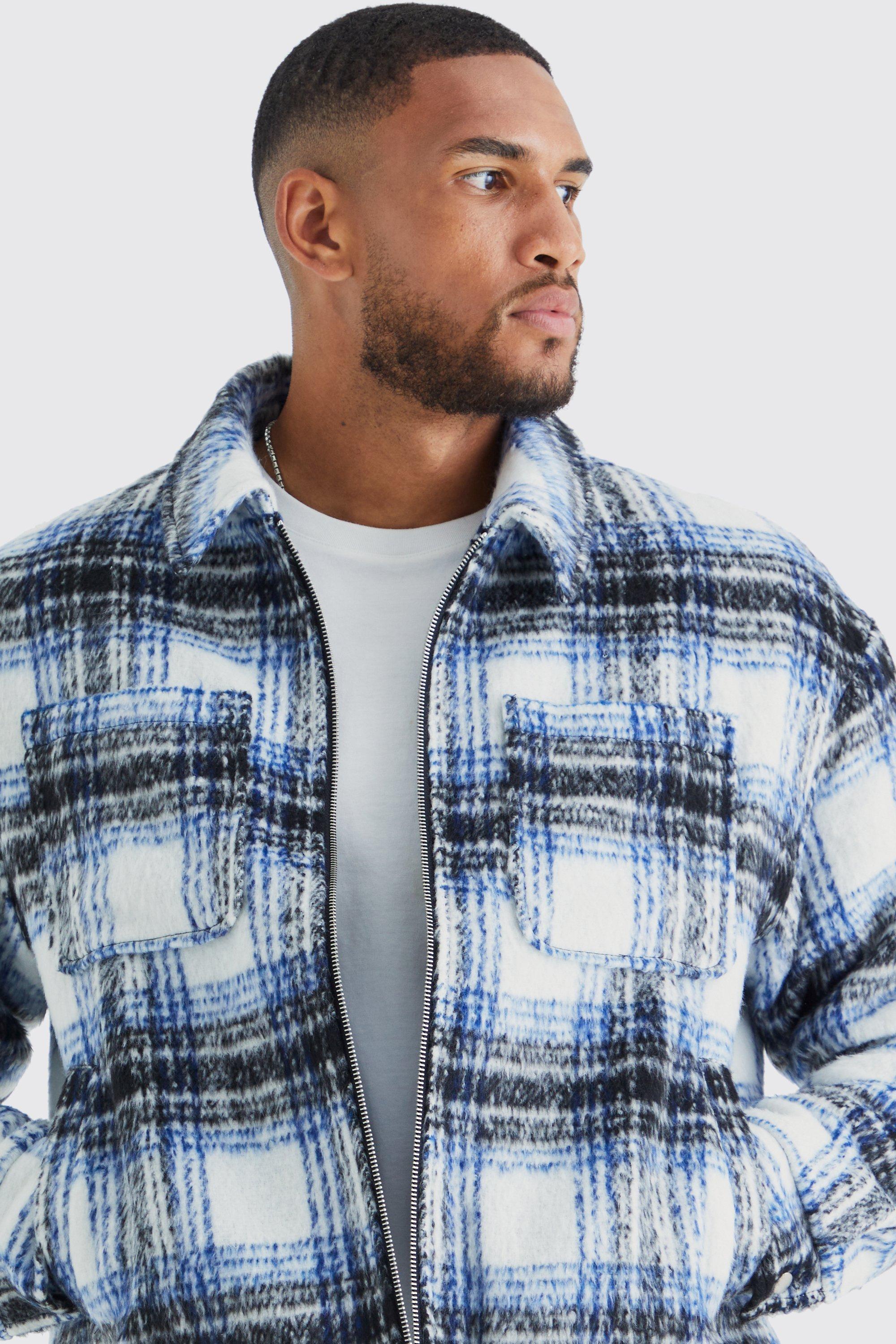 Brushed check jacket sale