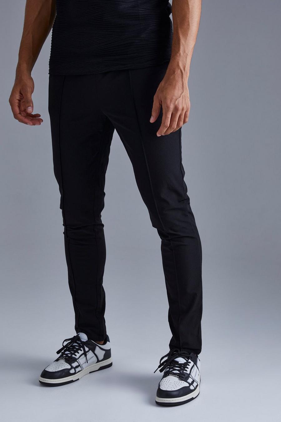 Pantaloni Skinny Fit in Stretch tecnico con nervature, Black image number 1