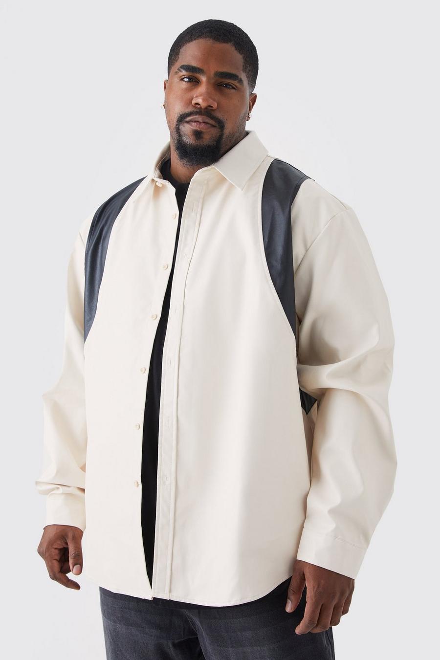 Plus Pu Panel Shirt Jacket | boohoo USA Plus Pu Panel Shirt Jacket | boohoo USA