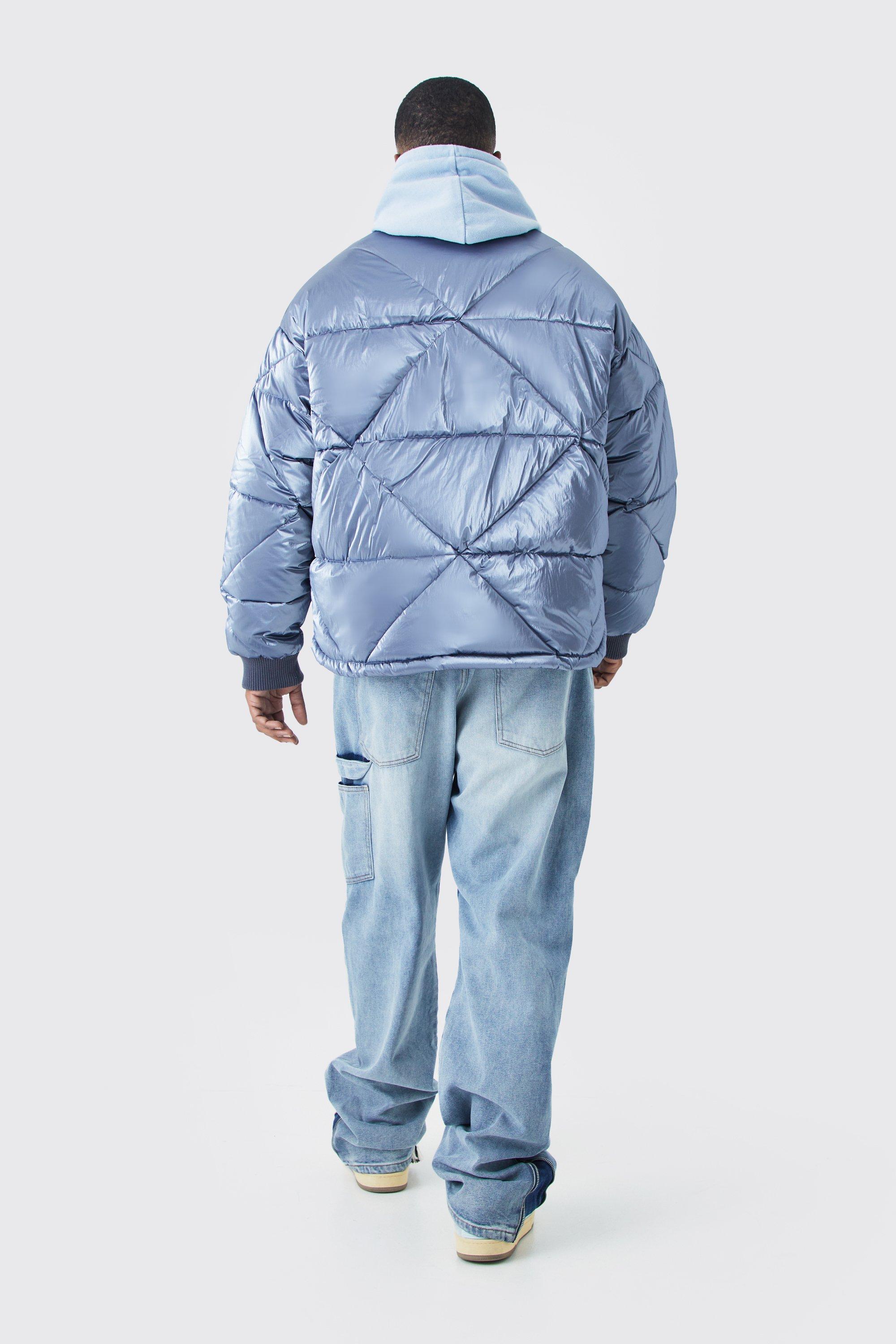 metallic quilted puffer jacket