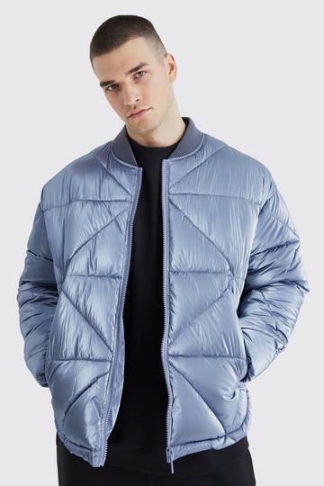 Sage Green Tall Metallic Quilted Puffer Bomber