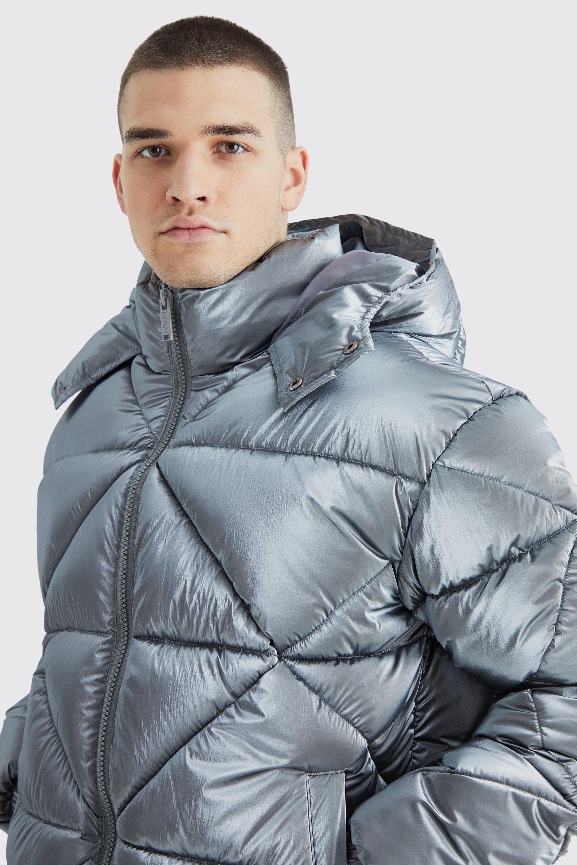 Metallic bubble coat on sale mens