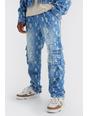 Mid blue Relaxed Rigid Heavy Distressed Cargo Jean