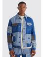 Blue Re-purposed Patchwork Denim rmet Jacket