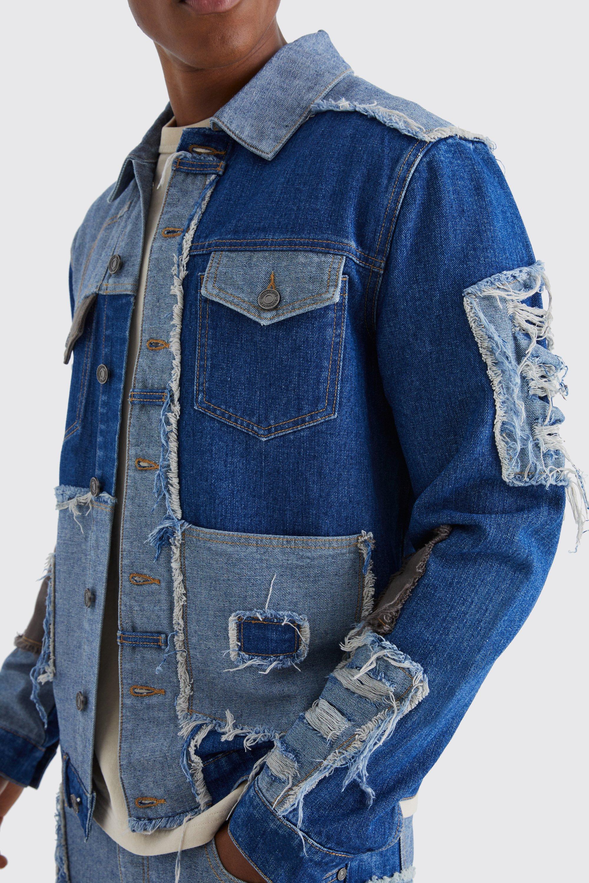 Patchwork Denim Jacket and Jeans Set