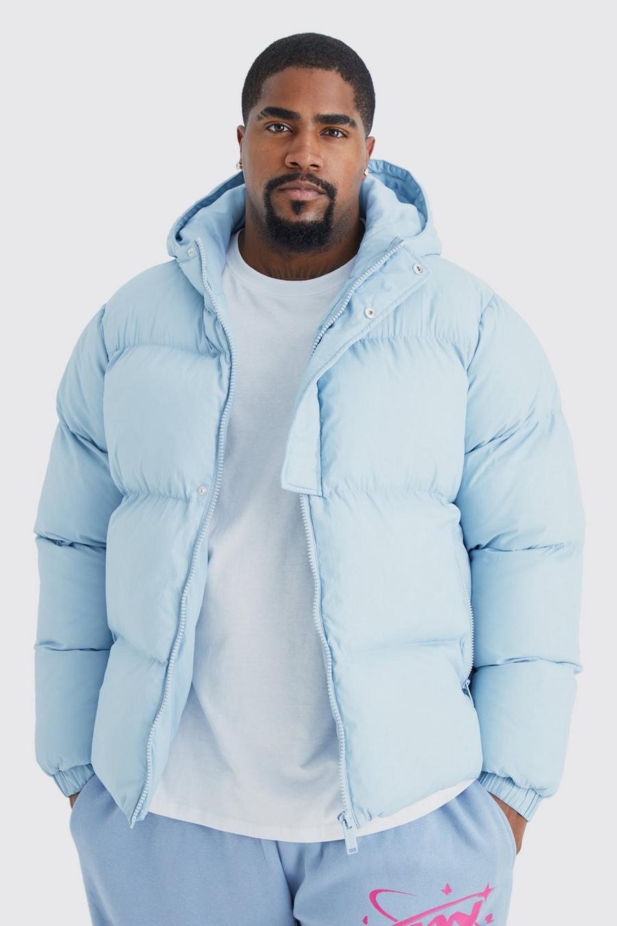 Light blue Plus Boxy Hooded Puffer With Half Placket  image number 1