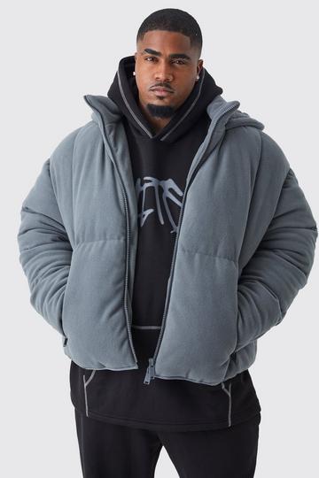 Plus Heavy Fleece Hooded Puffer grey