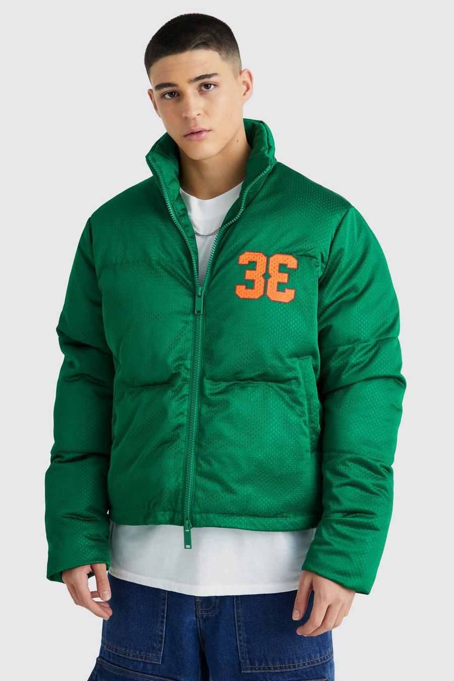 Green Airtex Homme Graphic Funnel Neck Puffer
