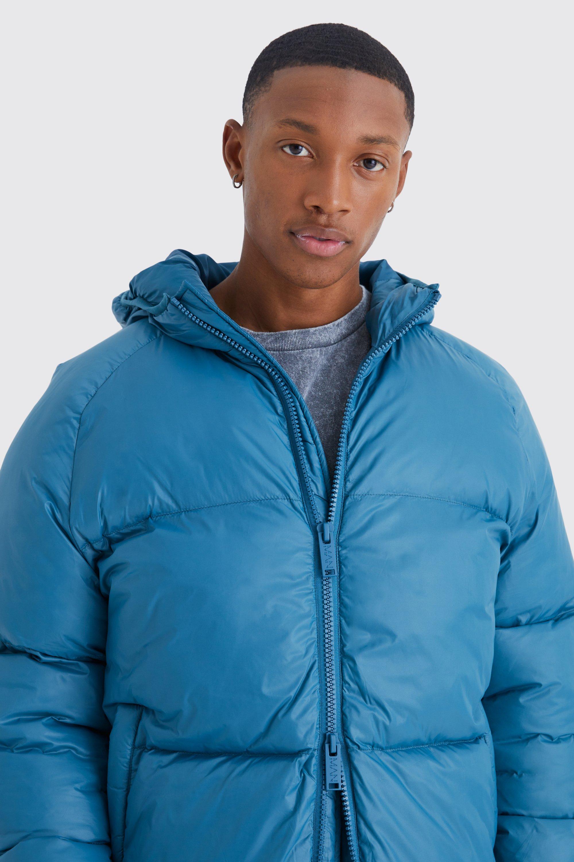 Quilted nylon hooded store puffer jacket