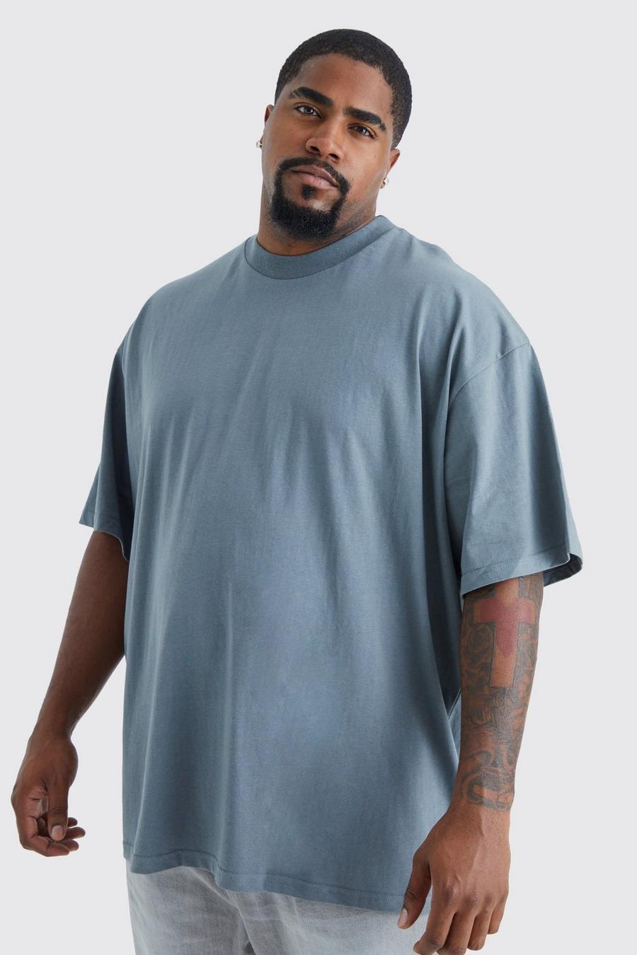 Slate gris Plus Oversized Dik T-Shirt