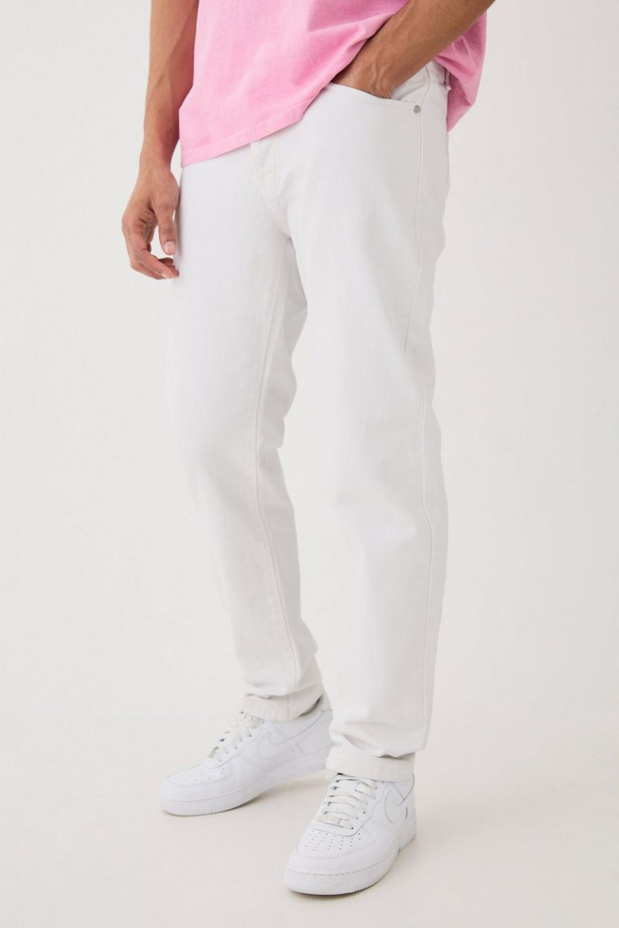 White Onbewerkte Jeans Met Rechte Pijpen image number 1