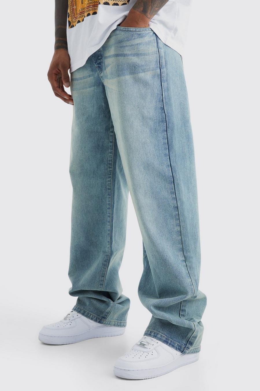 Antique blue Baggy jeans i rigid denim image number 1