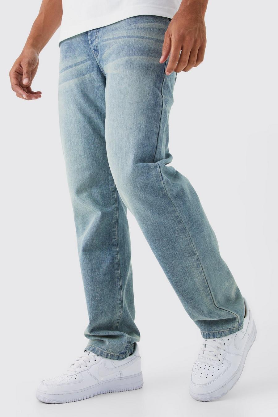 Antique blue Jeans i rigid denim med ledig passform image number 1