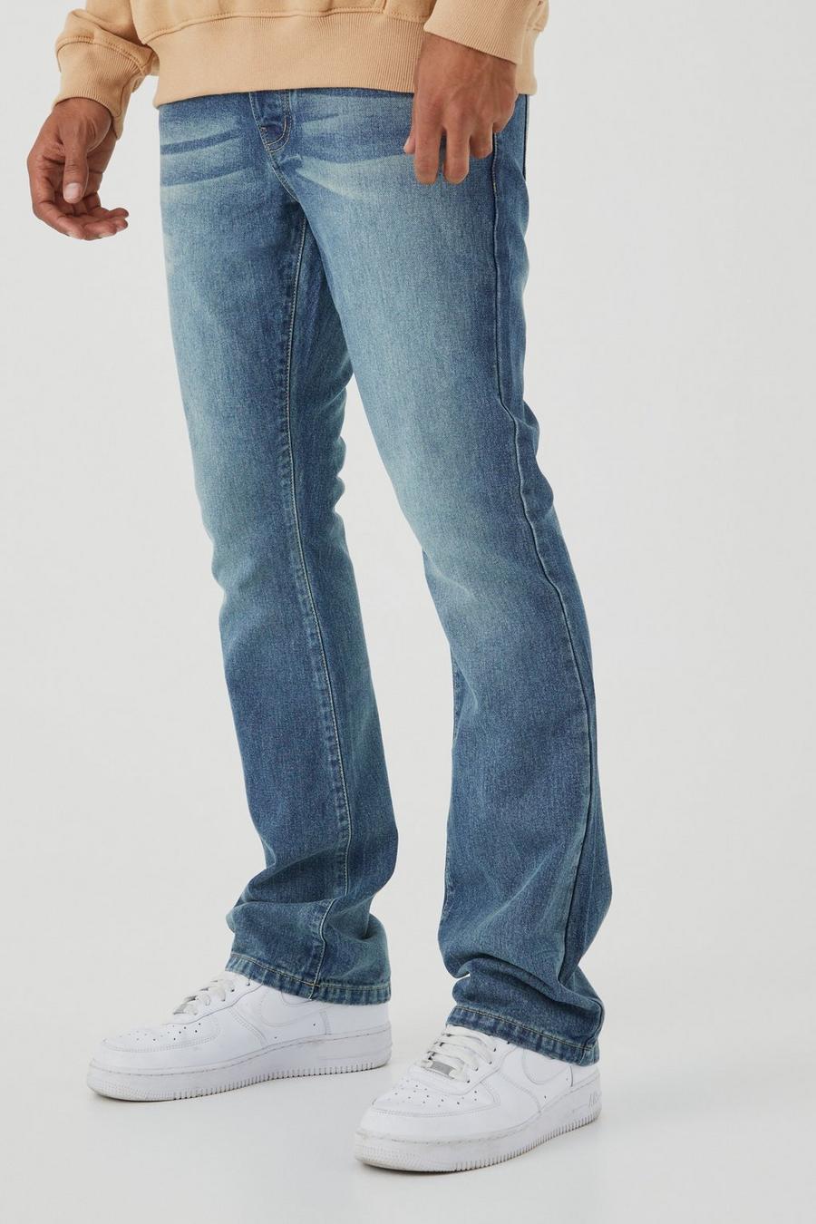 Jeans a zampa Slim Fit in denim rigido, Vintage blue