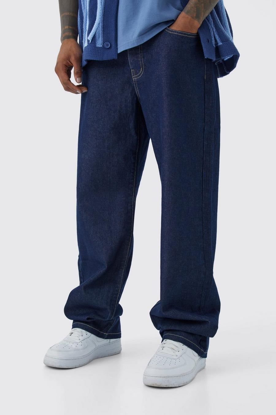 Indigo blue Onbewerkte Baggy Jeans