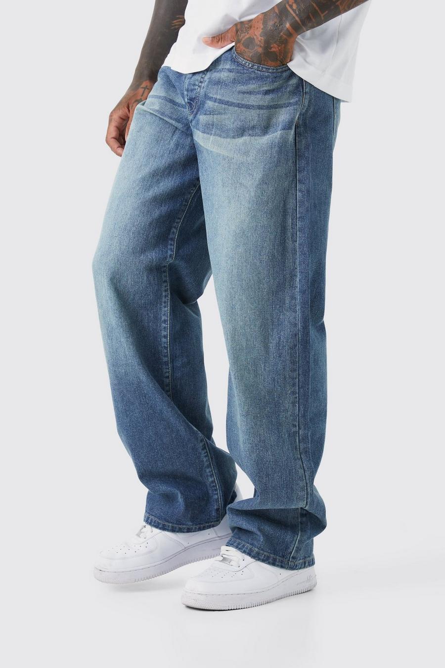 Vintage blue Baggy jeans i rigid denim image number 1