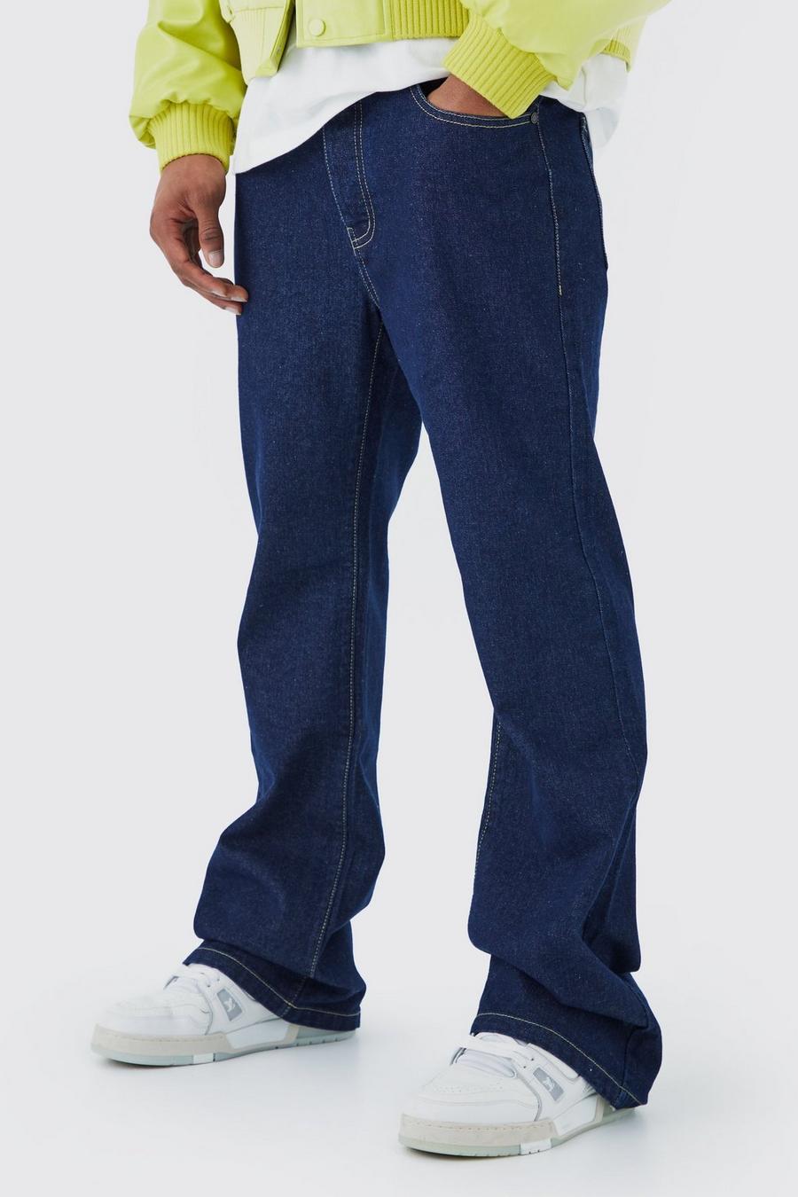 Jeans a zampa rilassati in denim rigido, Indigo image number 1