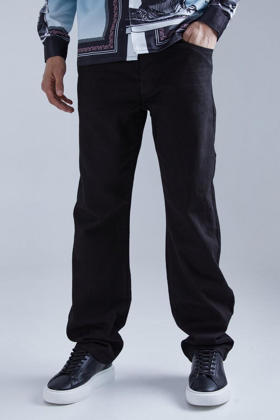 True black Jeans i rigid denim med ledig passform image number 1