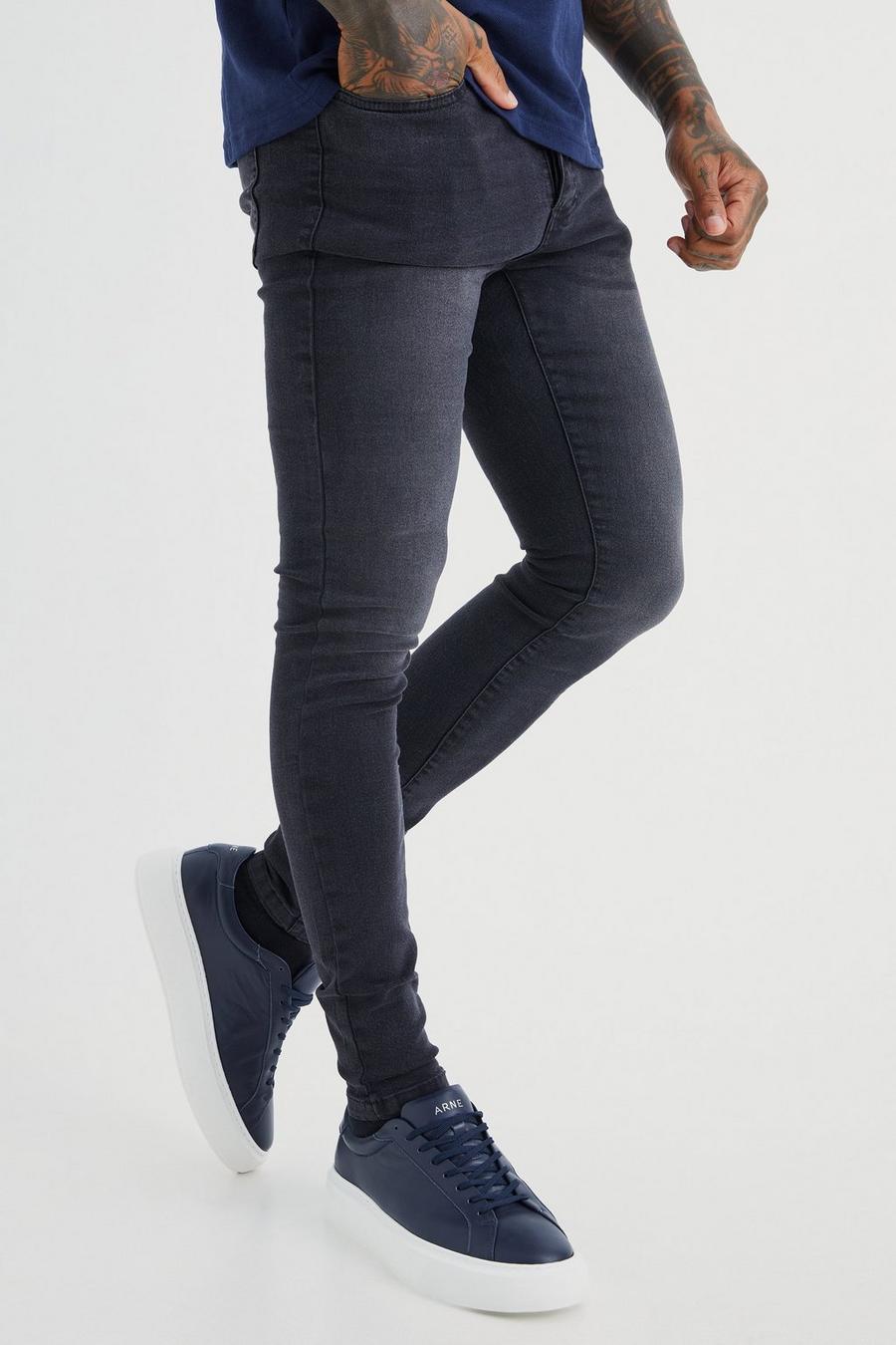 Washed black Super skinny jeans med stretch image number 1