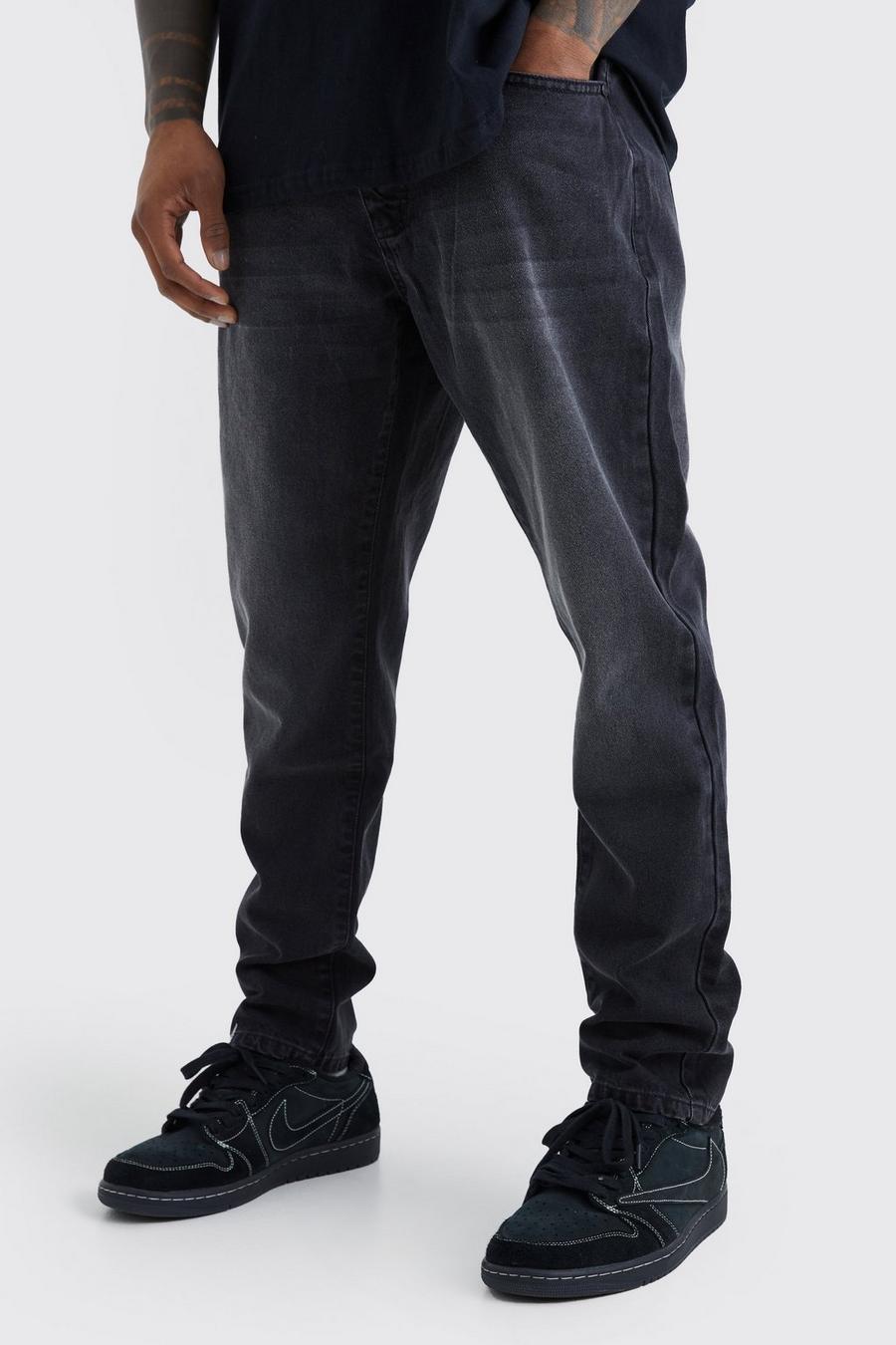 Washed black Tapered jeans i rigid denim image number 1