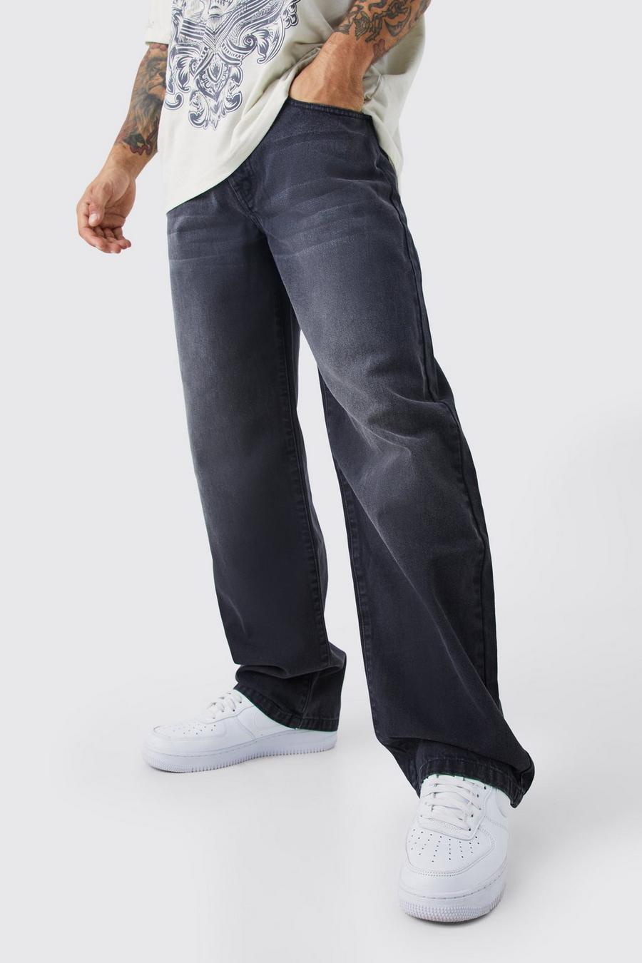 Jeans extra comodi in denim rigido, Washed black image number 1