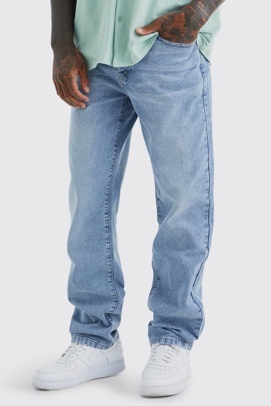 Light blue Jeans i rigid denim med ledig passform image number 1