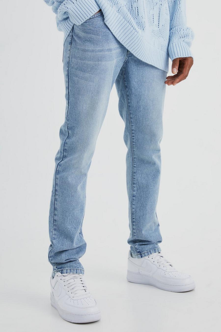 Jeans Slim Fit in denim rigido, Light blue image number 1