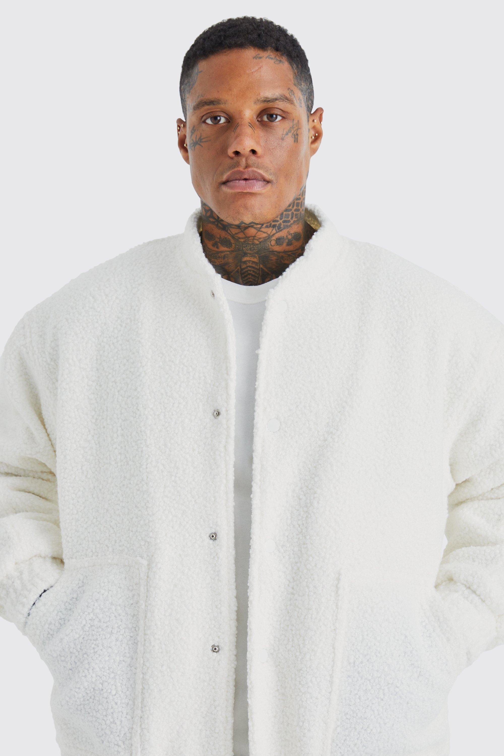 Oversized Heavy Boucle Textured Bomber boohoo IL
