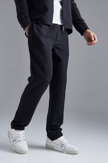 Tonal Geo Smart Straight Trouser black