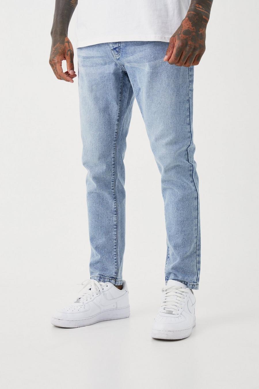 Light blue blå Tapered jeans i rigid denim