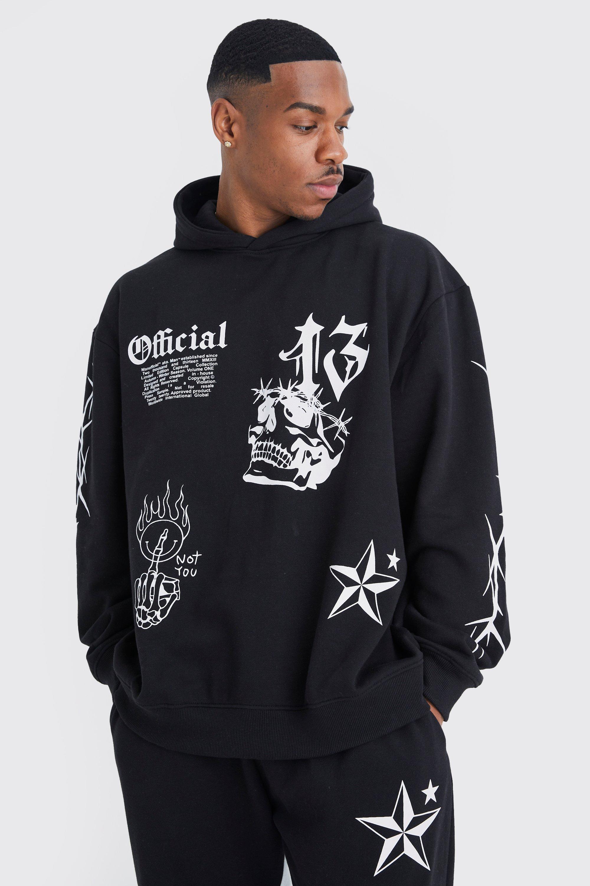 Homme Graffiti Oversized Hooded Tracksuit