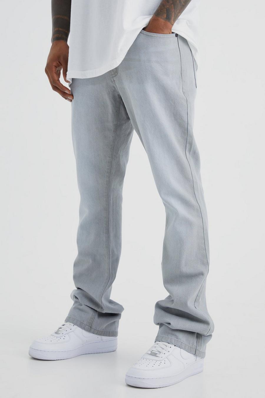 Jeans a zampa Slim Fit in denim rigido, Ice grey image number 1