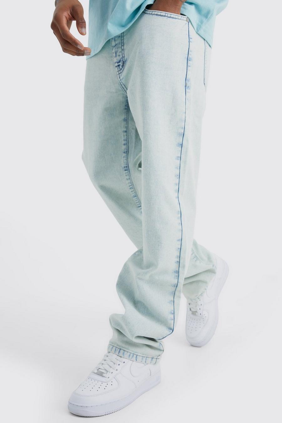 Ice blue Jeans i rigid denim med ledig passform