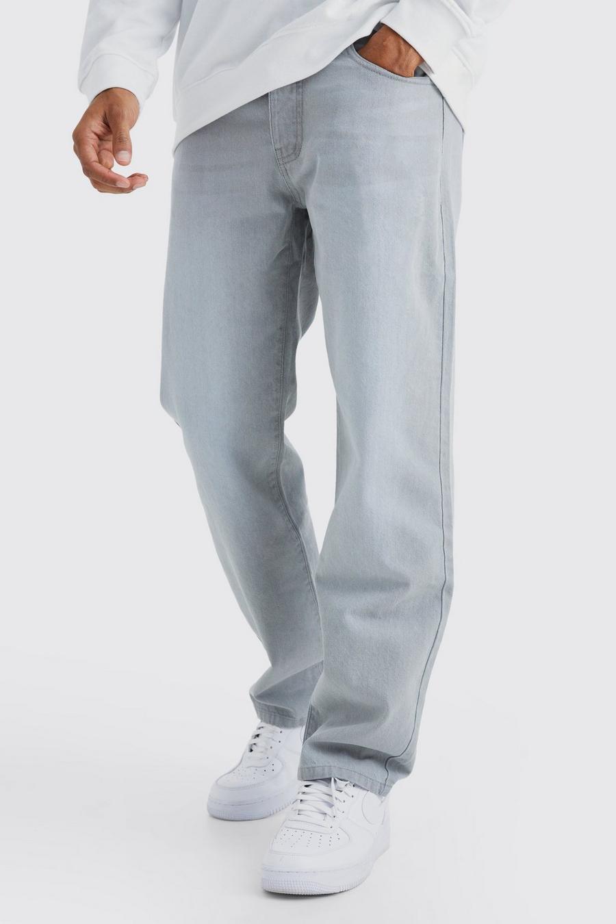 Ice grey Jeans i rigid denim med ledig passform image number 1