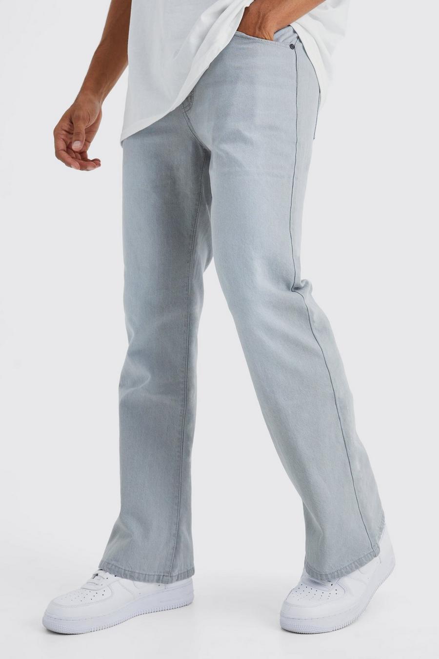 Ice grey Jeans med ledig passform och utsvängda ben image number 1