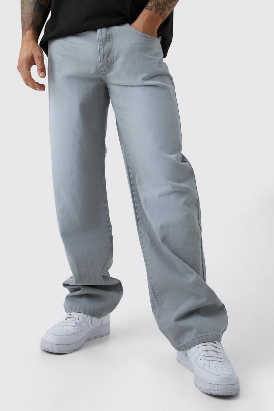 Ice grey Baggy jeans i rigid denim