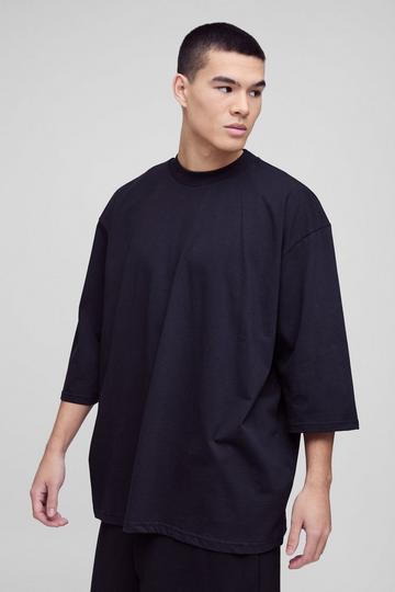 Black Extreme Oversized Extended Neck Heavy Weight T-shirt