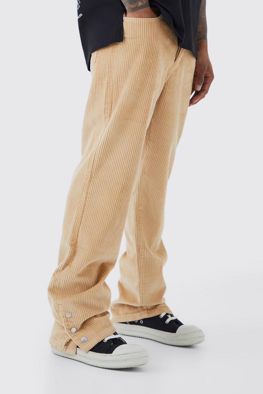 Taupe Heavyweight Relaxed Popper Hem Cord Trouser image number 1