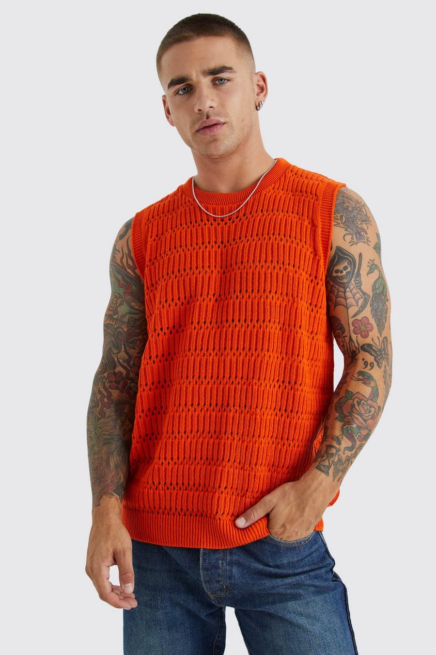 Orange Crochet Knitted Tank