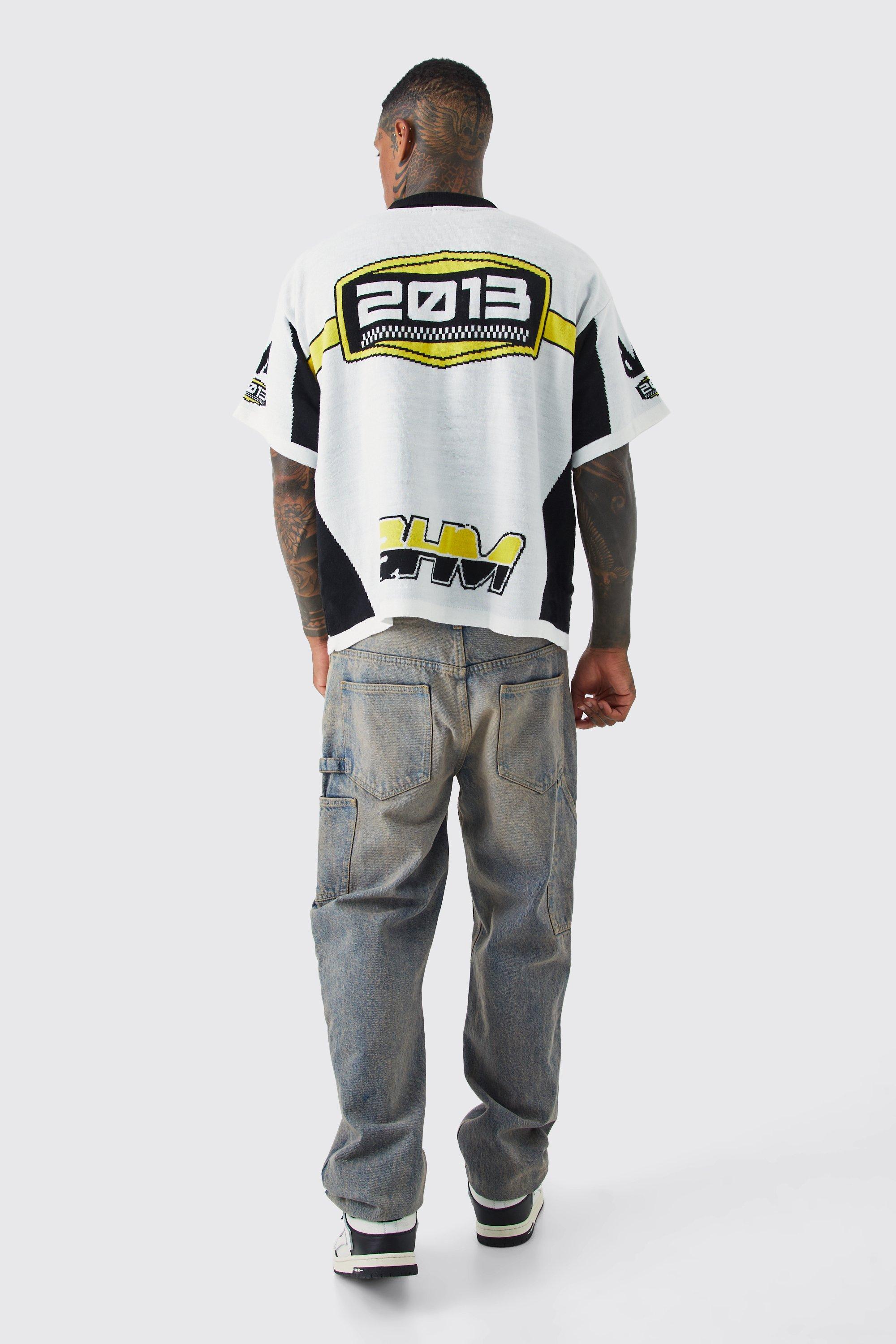 【THE MOZZ】[1+1] All Day Overfit Knit T-Shirt Boxy Fit Moto Knitted Shirt | boohoo