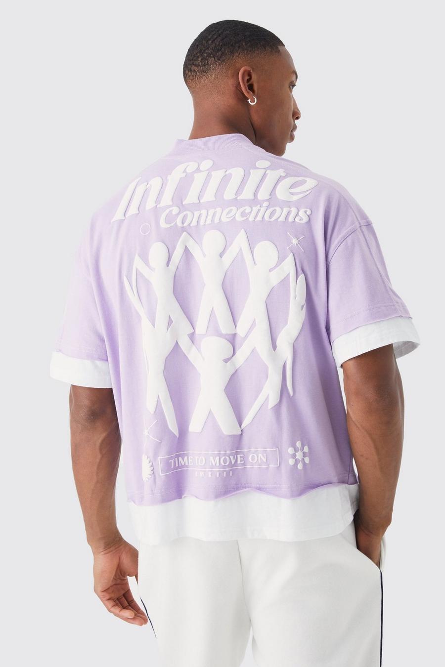 Lilac Oversized Boxy Faux Layer Infinite T-shirt image number 1