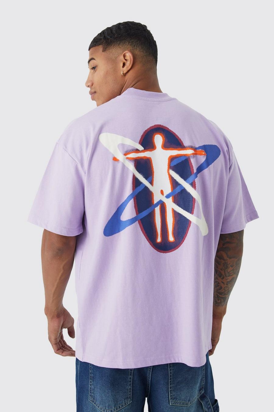 Camiseta oversize gruesa con estampado gráfico M, Lilac image number 1