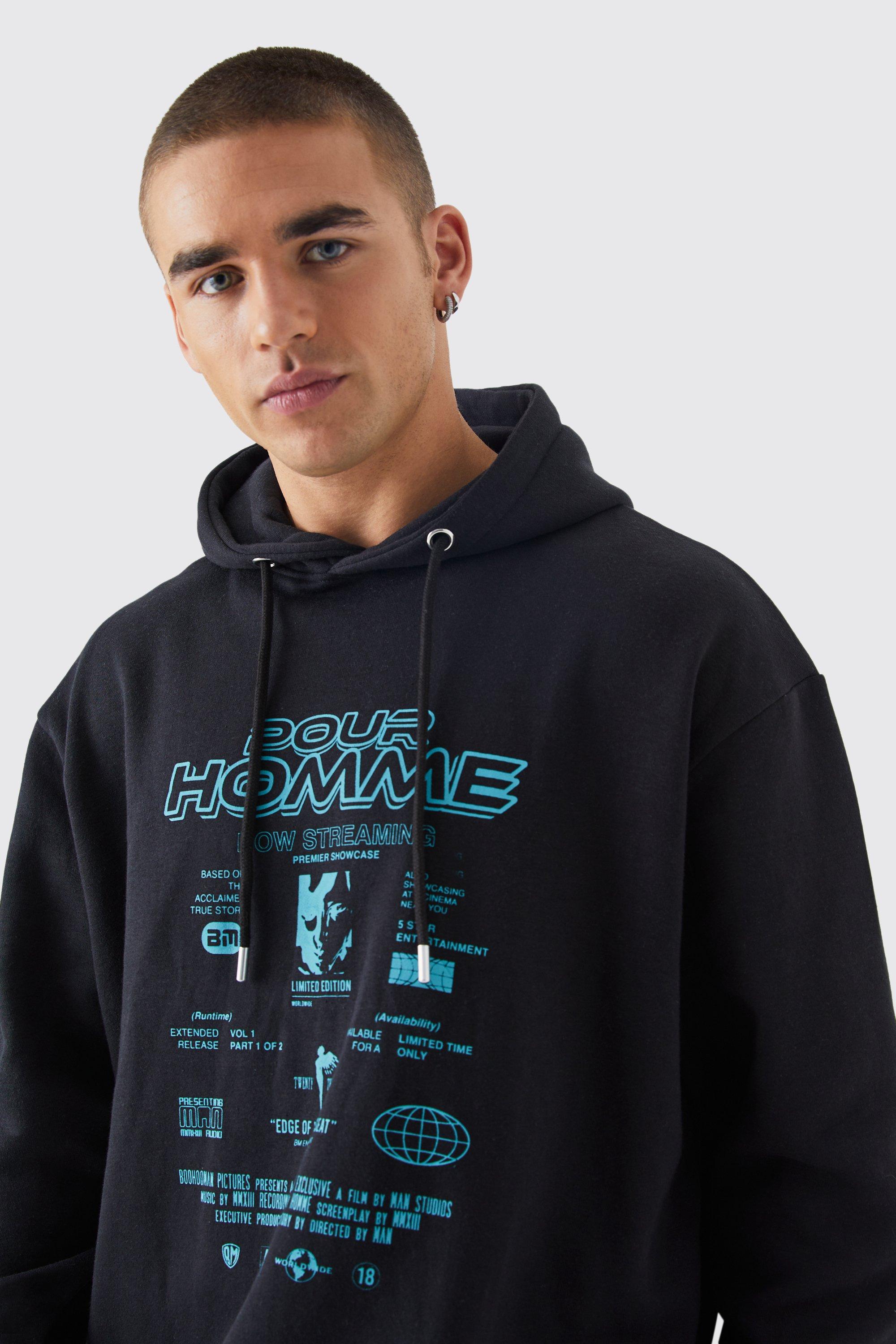 Blue and best sale black graphic hoodie