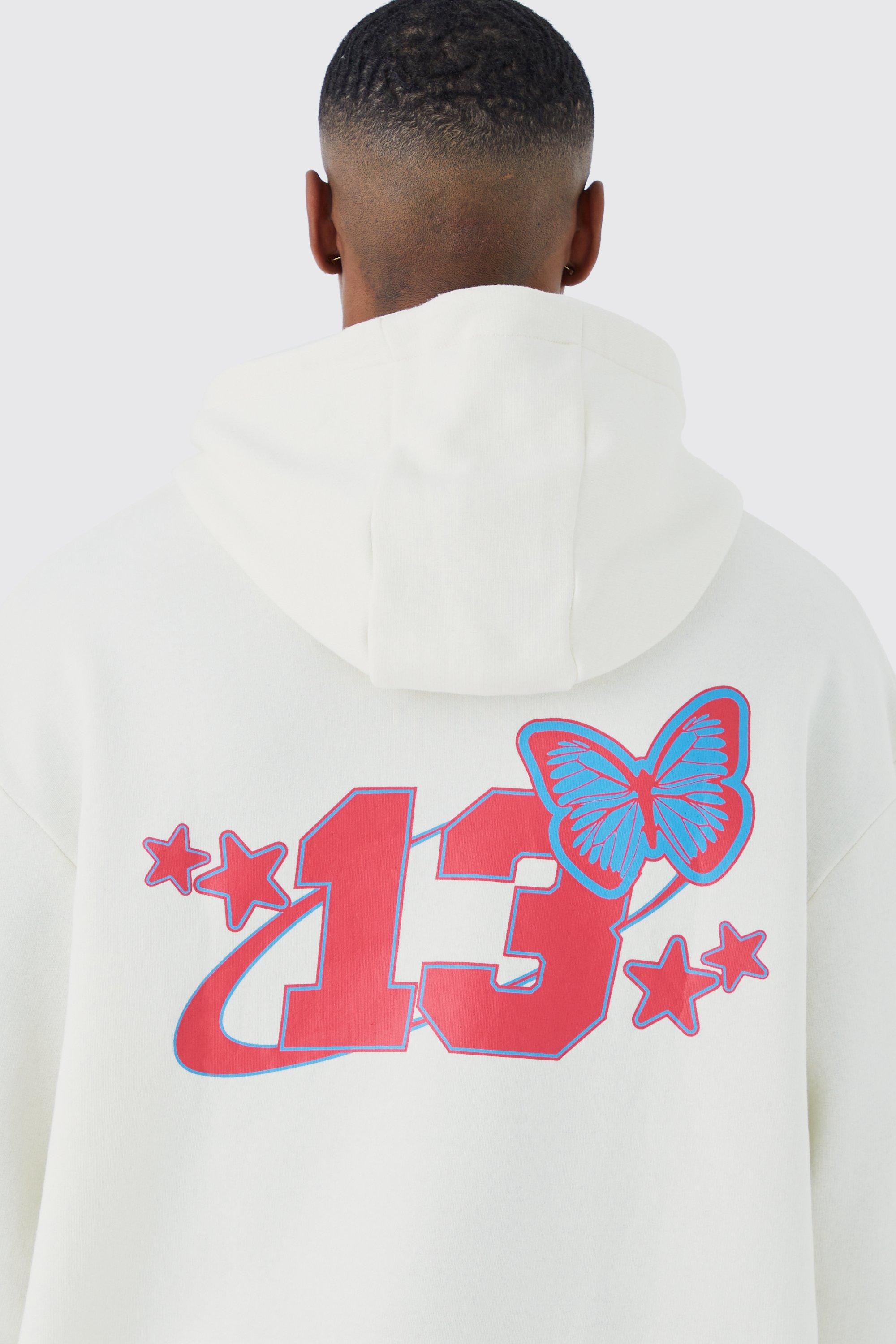 Oversized Varsity Butterfly Graphic Hoodie boohoo