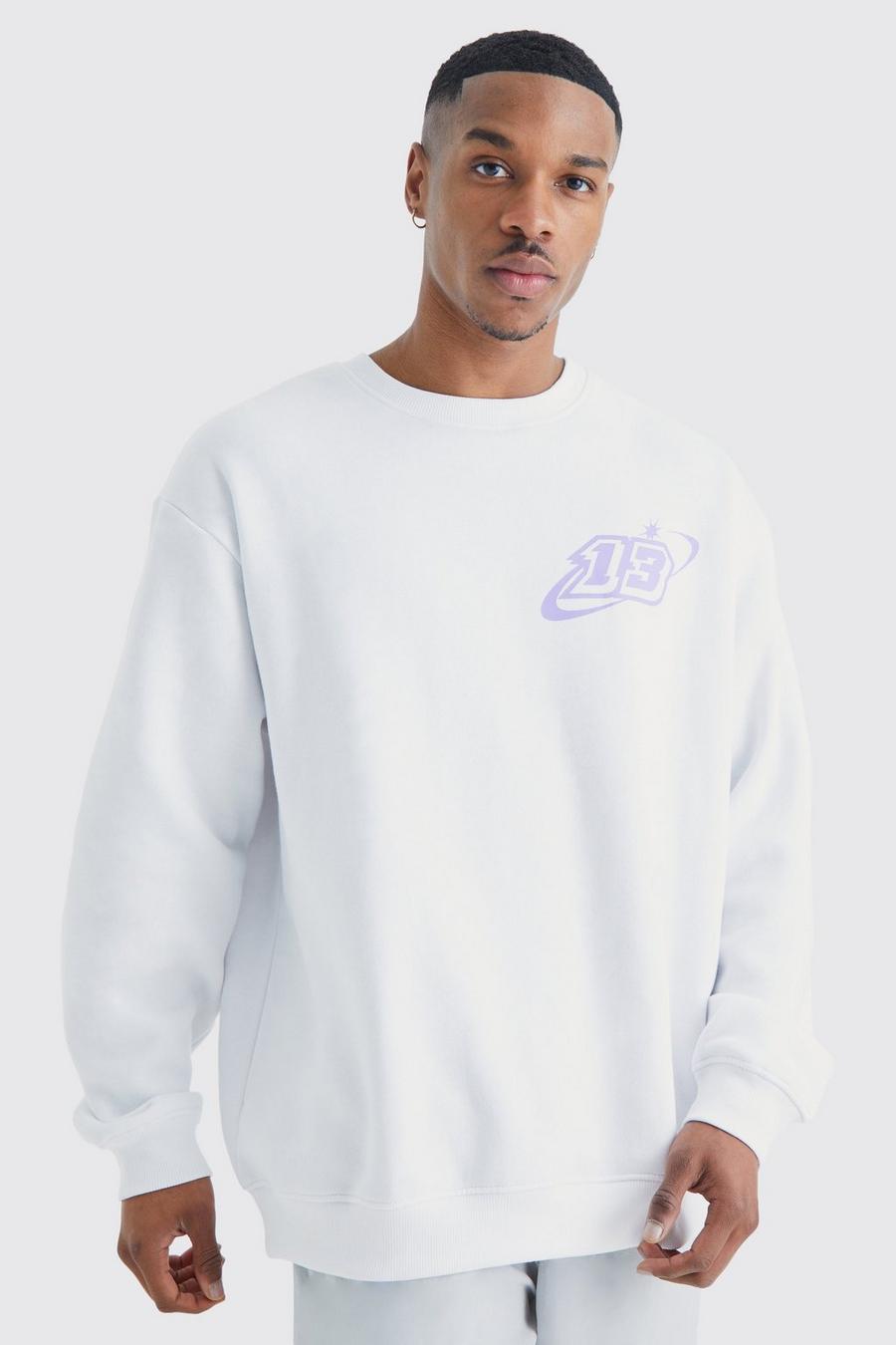 Oversize Sweatshirt mit Sternen-Print, White weiß