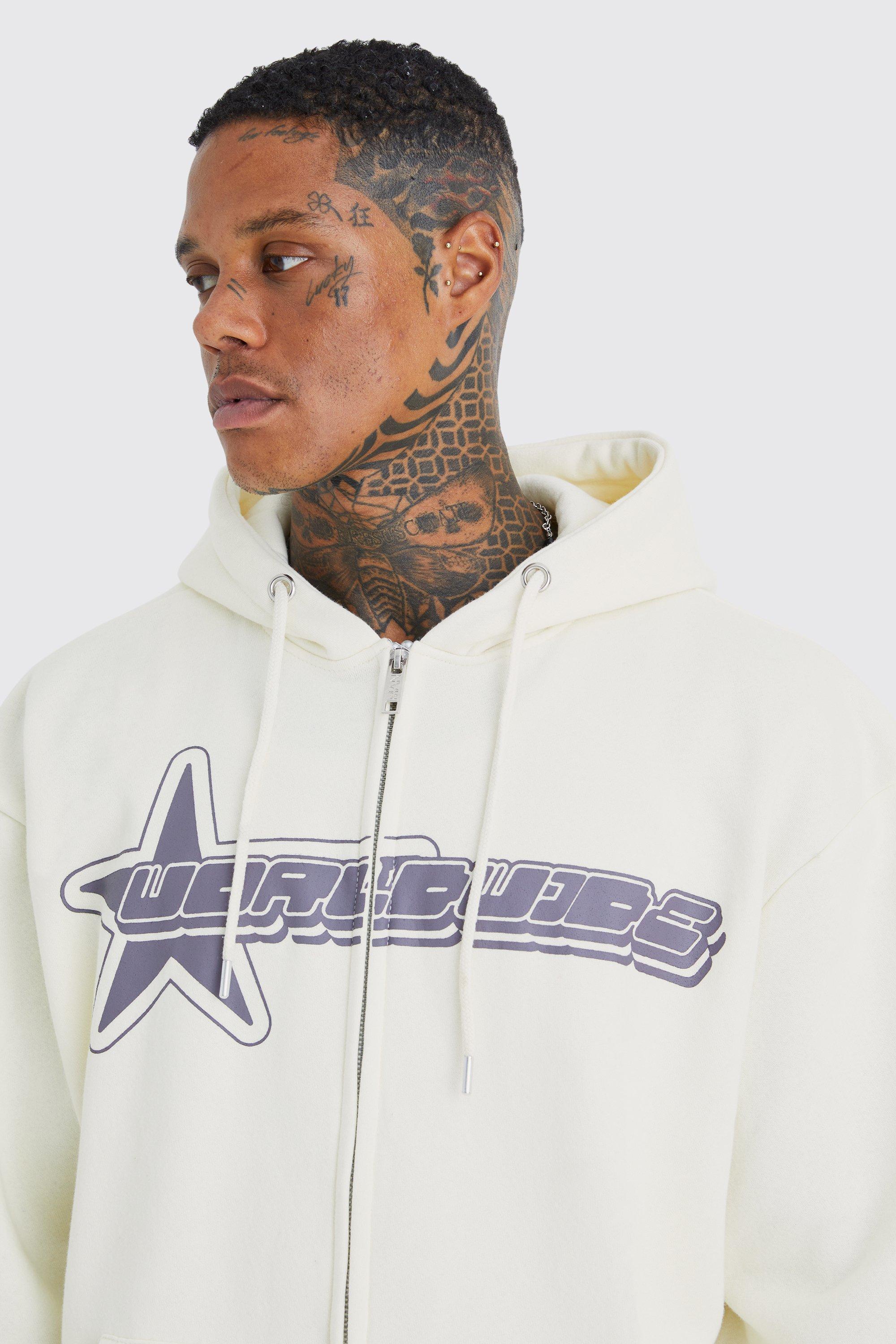 Oversized Worldwide Star Zip Through Hoodie