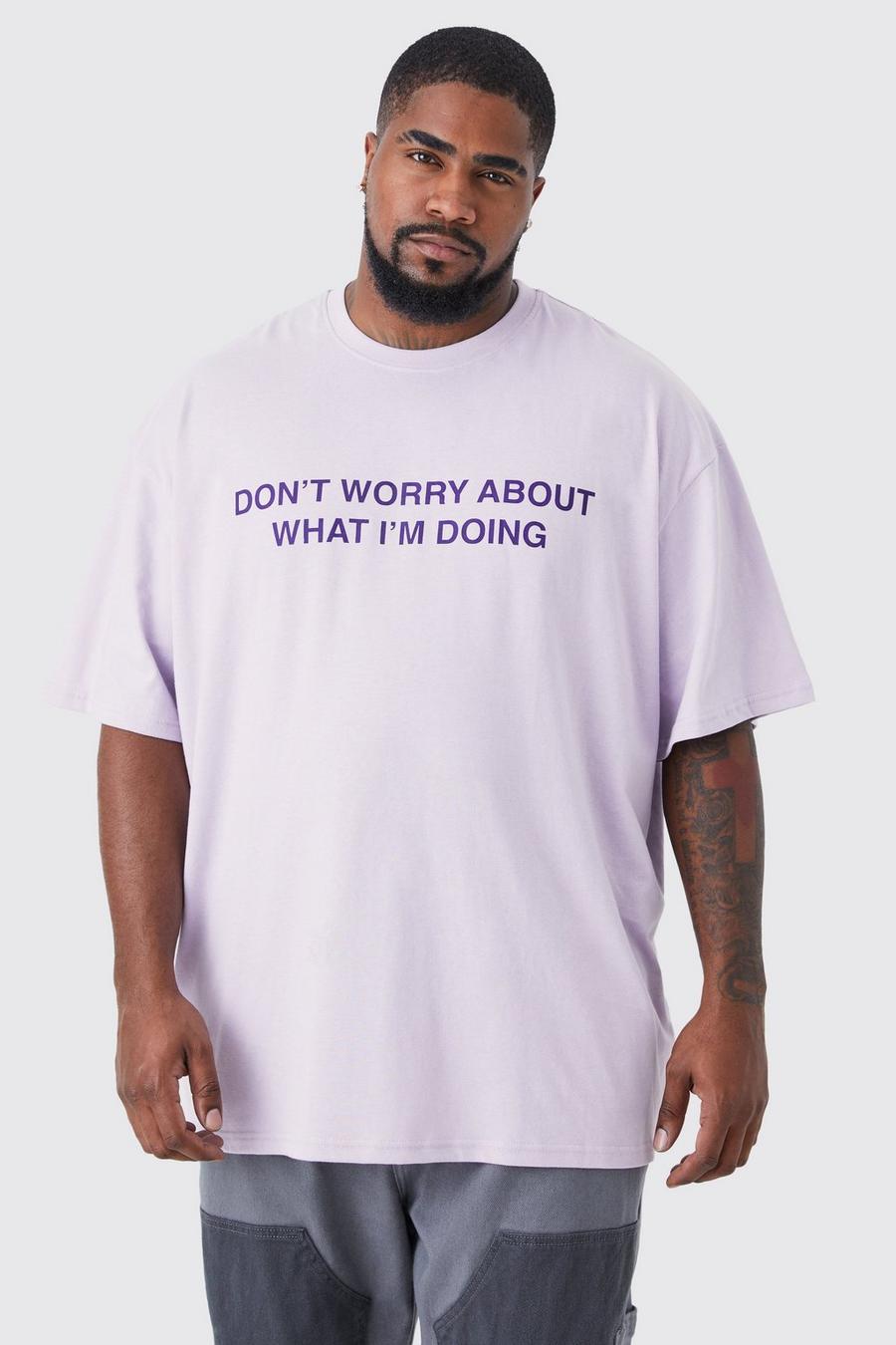 Lilac purple Plus Oversized Don’t Worry What Im Doing Tee